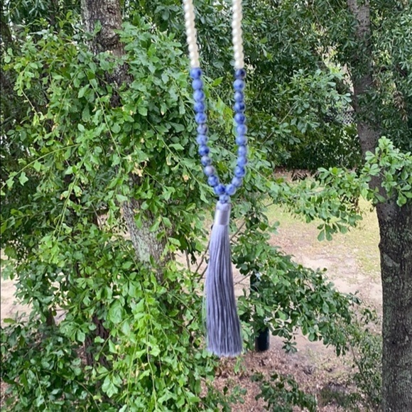 NWT Pearl + Porcelain Beaded Long Tassel Necklace - Picture 2 of 8